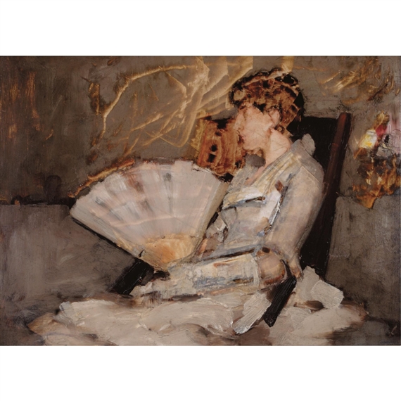 a lady with a fan by Arthur Melville