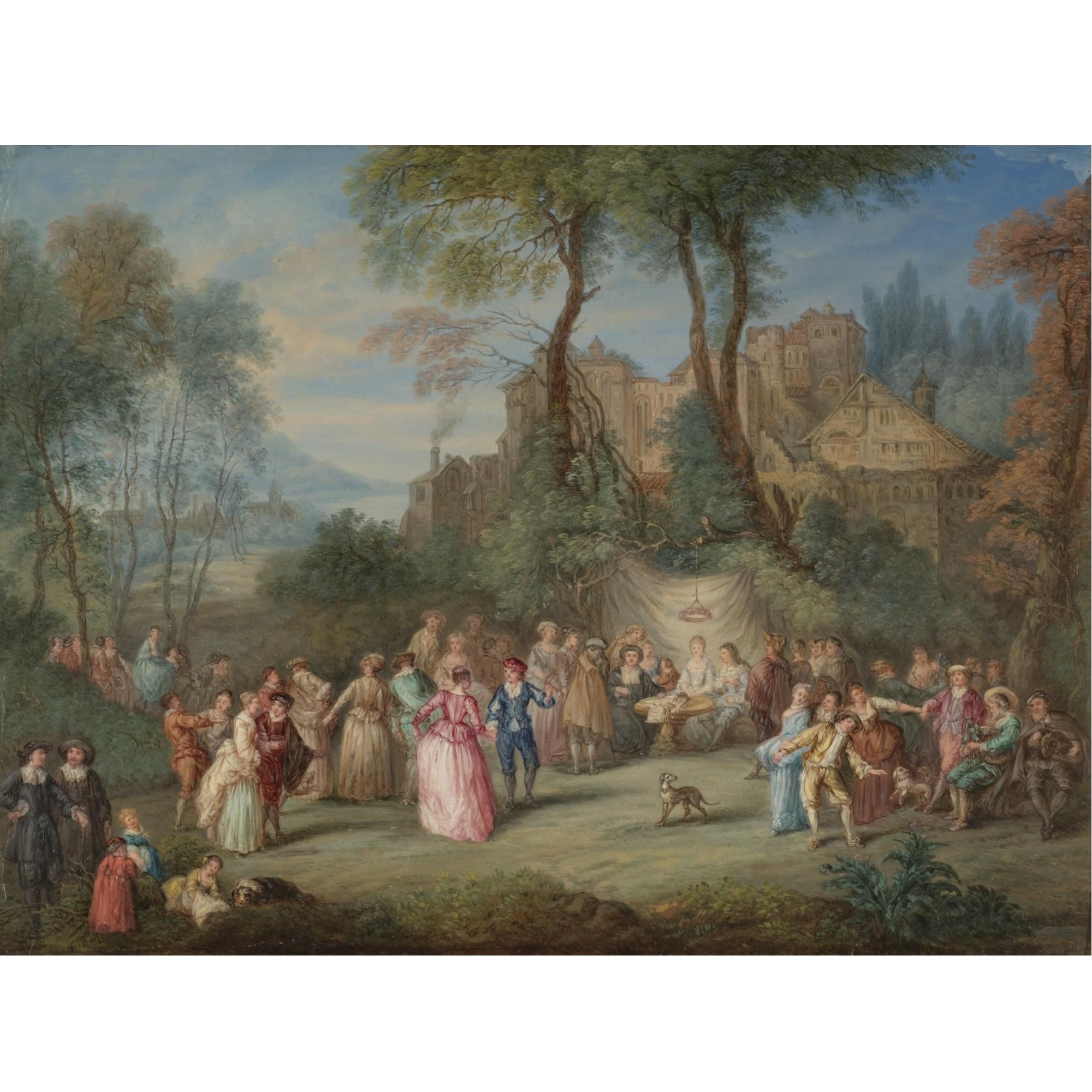 JeanAntoine Watteau A fête galante in a landscape below