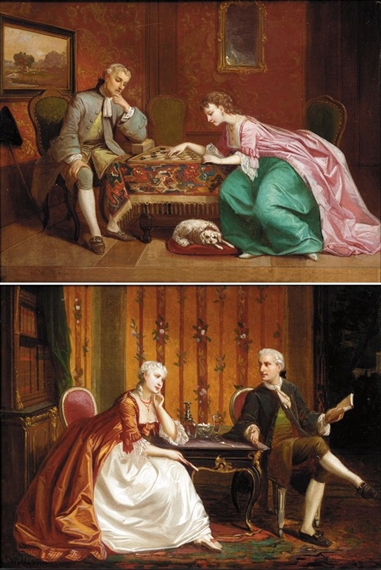 The Draughts Players; A Serious Debate by Florent Willems