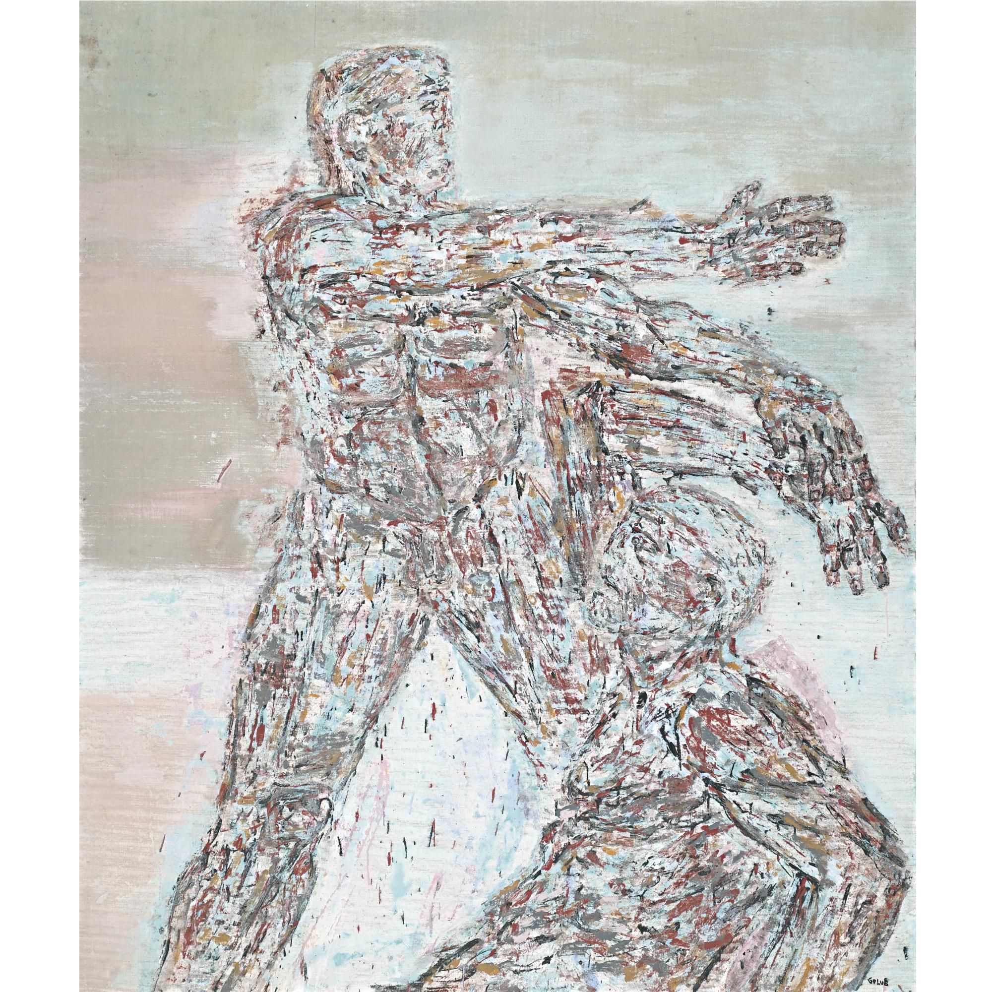 Artwork by Leon Golub, Combat (III), Made of acrylic on canvas