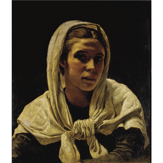 portrait of a young breton woman by Frank Bramley