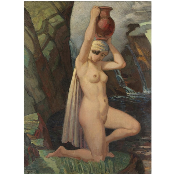 Kniende mit Krug (kneeling nude with urn) by Ludwig von Hofmann