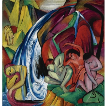 Der Wasserfall (Frauen unter einem Wasserfall) The Waterfall (Women under a Waterfall) - Franz Marc