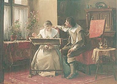 la brodeuse by Mihaly Munkacsy