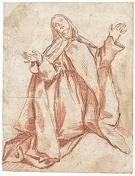 a study for a female monastic saint in ecstasy, possibly st. teresa by Jacopo Chimenti