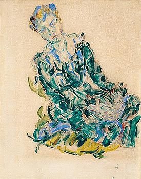 Artwork by Herbert Boeckl, sitzende frau (maria boeckl), Made of gouache and pencil on paper; Pencil on paper