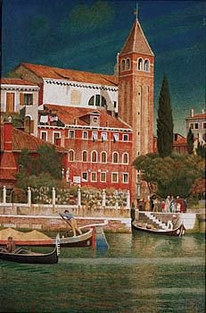 Artwork by Joseph Edward Southall, the tower of san vitale, Made of watercolour over pencil