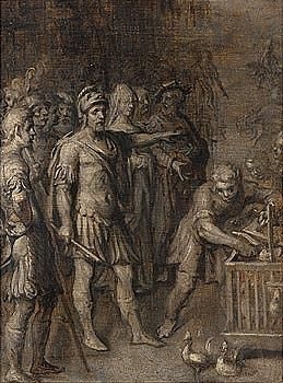 a roman emperor observing an augur by Otto van Veen