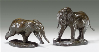 GOING AND STUNG: A PAIR OF BRONZE ELEPHANTS - Carl Ethan Akeley