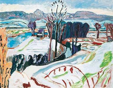 Artwork by Max Gubler, LIMMATLANDSCHAFT, WINTER, Made of Öl auf Leinwand
