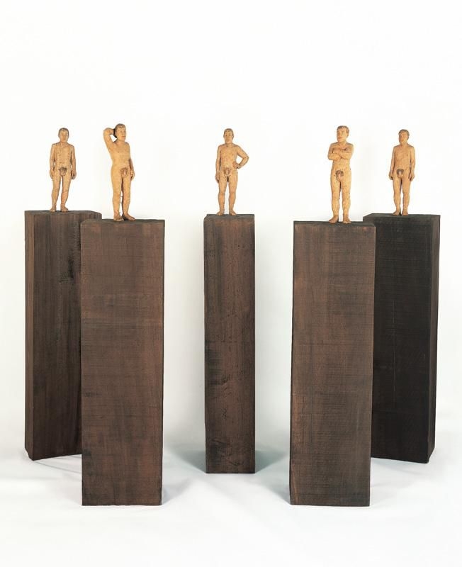 Artwork by Stephan Balkenhol, GROUP OF FIVE MALE NUDES