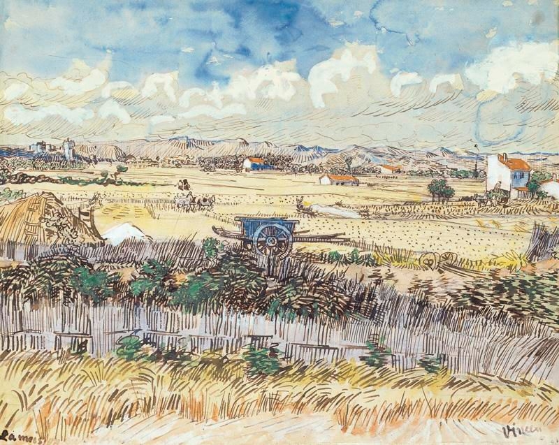 Tableau Sur Toile La Moisson - Vincent Van Gogh - 80x160 Cm Decoration Murale