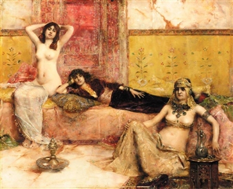 L'ATTENTE: ODALISQUES DANS LE HAREM - Maurice Bompard