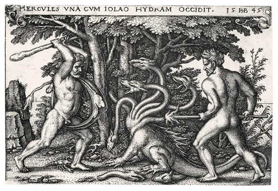 HERCULES SLAYING THE HYDRA; HERCULES KILLING ANTHAEUS; AND HERCULES CAPTURING CERBERUS (HOLL.100; 103; AND 104)