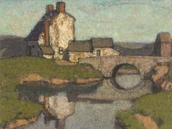 Stanley Royle | RIVER LANDSCAPE WITH BUILDINGS | MutualArt