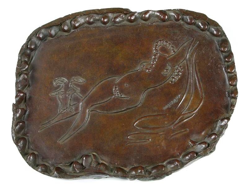 Artwork by Reuben Nakian, NYMPH AND GOAT, Made of bronze, dark brown patina