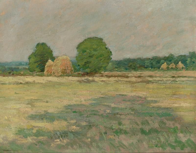 Artwork by Theodore Robinson, GRAIN FIELD, N.J., Made of oil on canvas