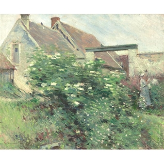 NORMANDY FARM (GARDEN AT GIVERNY; A CHARACTERISTIC BIT, GIVERNY) - Theodore Robinson