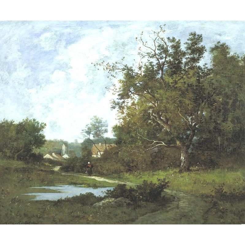 Léon Richet | FRENCH, 1847-1907 PAYSANNE PRÈS DU VILLAGE | MutualArt