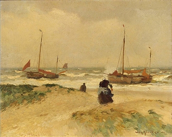 BOMSCHUITEN ON KATWIJK BEACH - Willy Sluiter