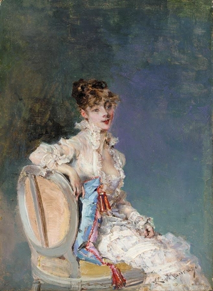AN ELEGANT LADY by Raimundo de Madrazo y Garreta