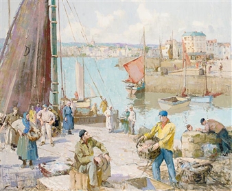 BRINGING IN FISH, DIEPPE - William Lee-Hankey