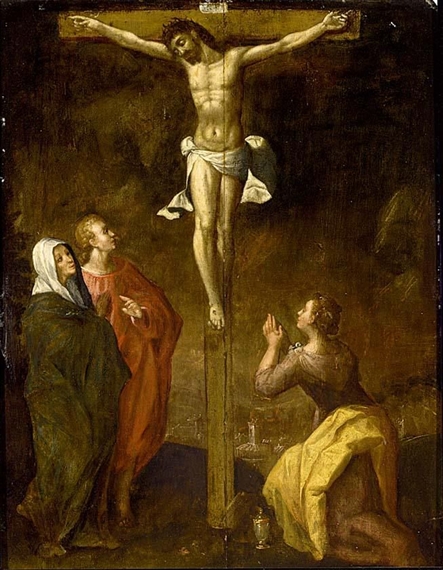 Karel Van Mander | CHRIST ON THE CROSS WITH ST JOHN THE BAPTIST, THE ...