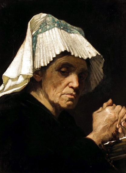 Théodule Augustin Ribot | A BRETON WOMAN WITH ROSARY BEADS | MutualArt