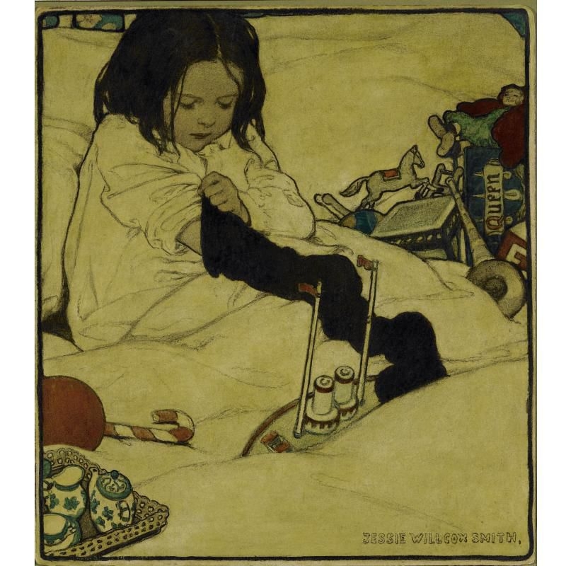 Artwork by Jessie Willcox Smith, YOUNG GIRL PLAYING