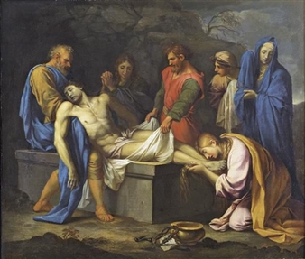 LA MISE AU TOMBEAU [EUSTACHE LE SUEUR ; THE ENTOMBMENT ; OIL IN CANVAS] - Eustache Le Sueur