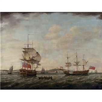 BRITISH 6TH RATE MAN OF WAR OFF DOVER - Francis Holman