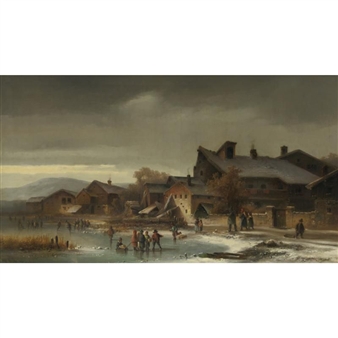 CHILDREN PLAYING IN A WINTER LANDSCAPE - Anton Doll