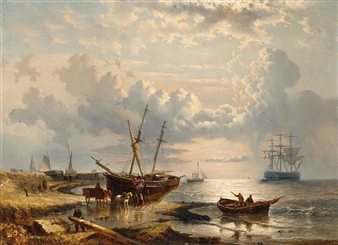 figures on the beach - Georg Willem Opdenhoff