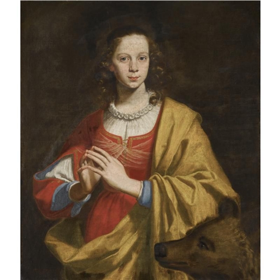 Portrait of a lady as Saint Margaret, possibly Margherita Galli by Lorenzo Lippi