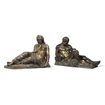 A pair of allegorical bronze figures of Africa and Asia from the monument to Admiral Bruat - Frédéric-Auguste Bartholdi