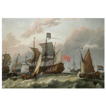 THE DEPARTURE OF WILLIAM III AND MARY OF ORANGE, 1688 - Ludolf Backhuysen I