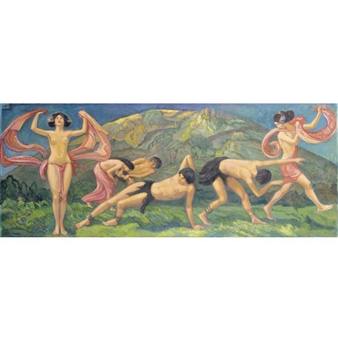 dance on the green hill - Ludwig von Hofmann