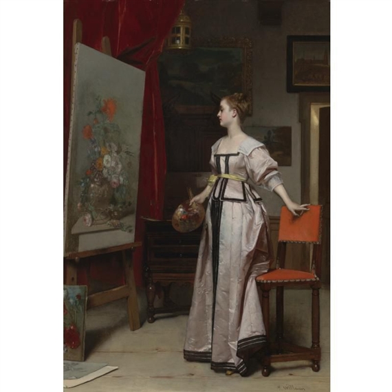 The Young Artist in her Studio by Florent Willems