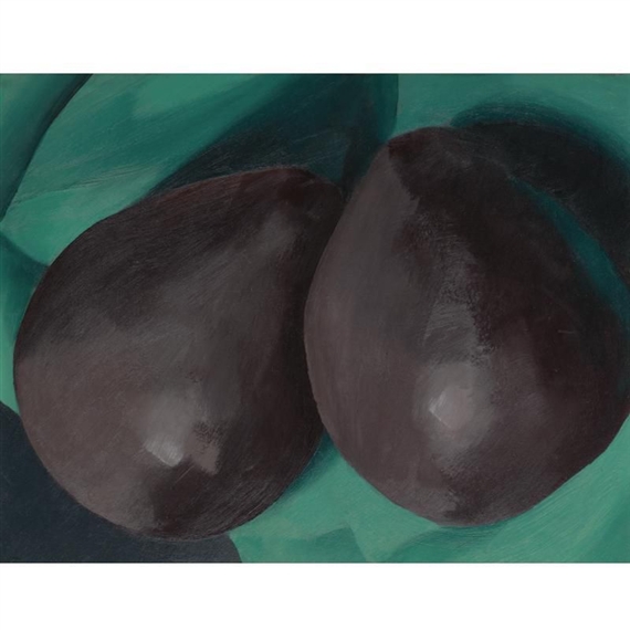 Two Dark Alligator Pears on Green by Georgia O'Keeffe, FullFormat:,year,1922