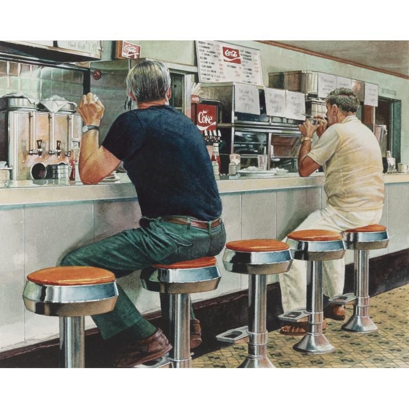 Ralph Goings | Diner Counter - Two Men | MutualArt