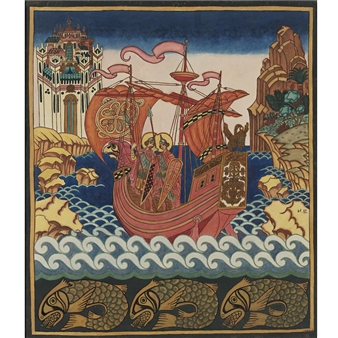 Sts. Boris and Gleb in a Boat - Ivan Iakovlevitch Bilibine