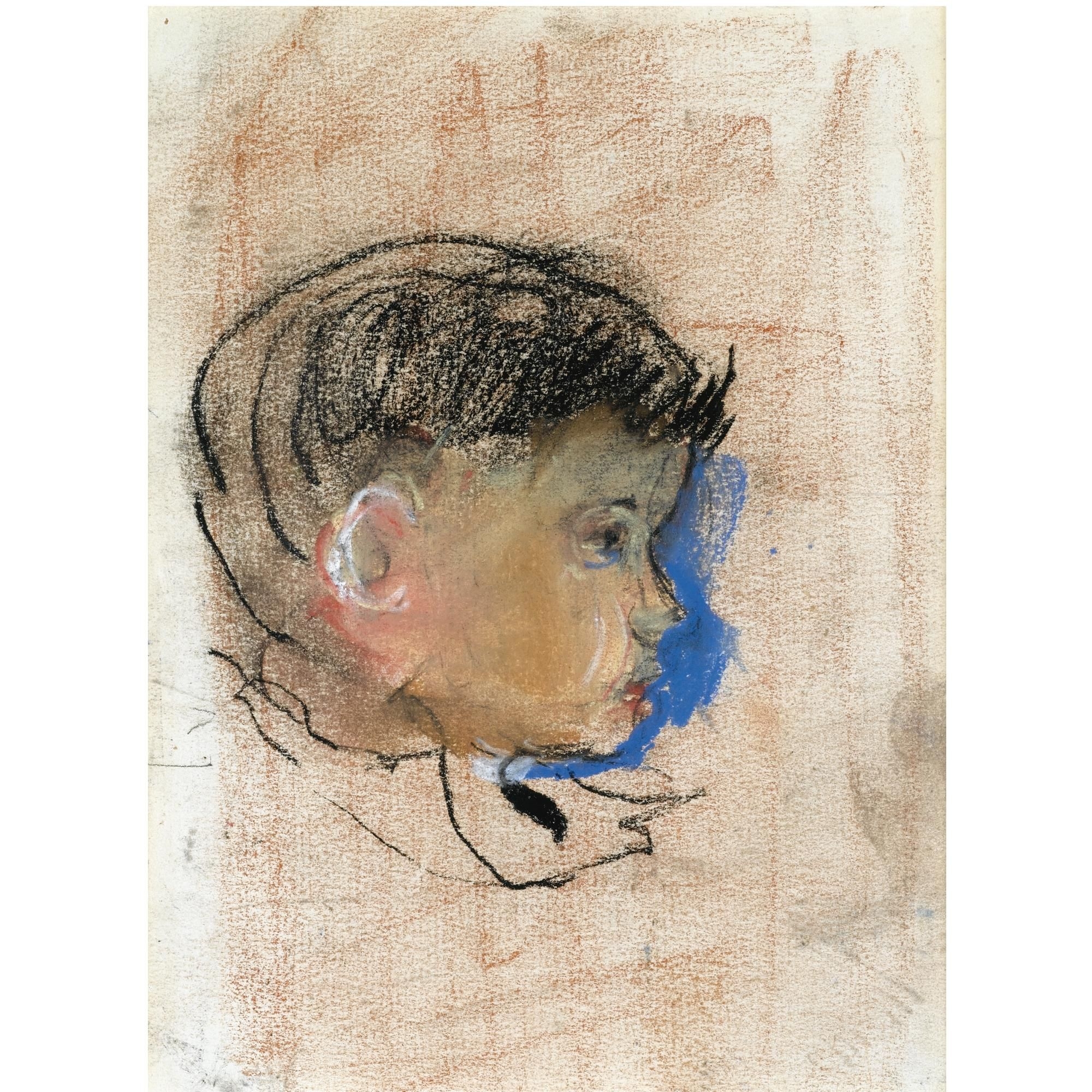 Artwork by Joan Kathleen Hardy Eardley, johnny in profile, Made of pastel