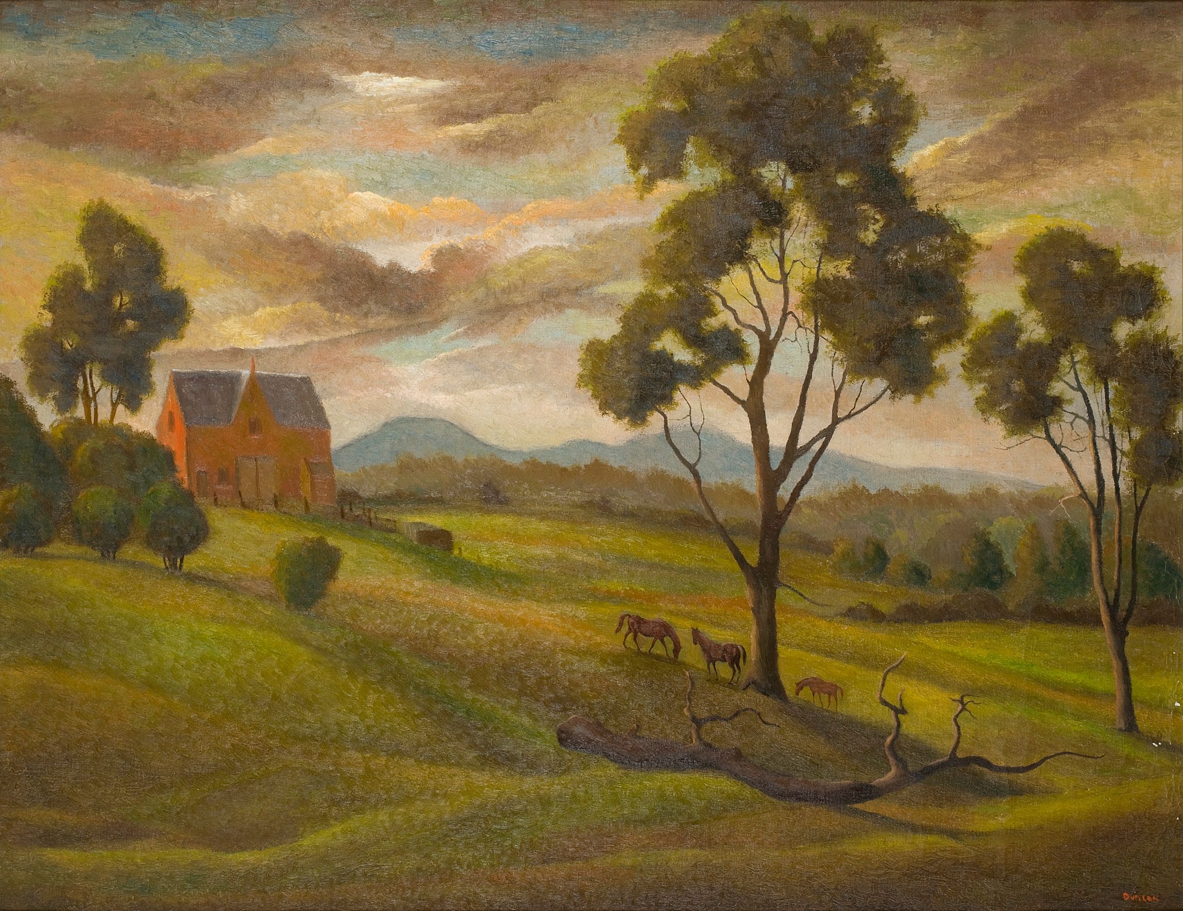 Artwork by George Duncan, FARM LANDSCAPE, Made of Oil on canvas