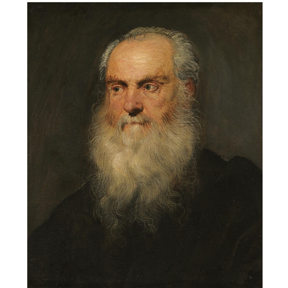 Portrait of a an elderly bearded man, head and shoulders by Jacopo Tintoretto
