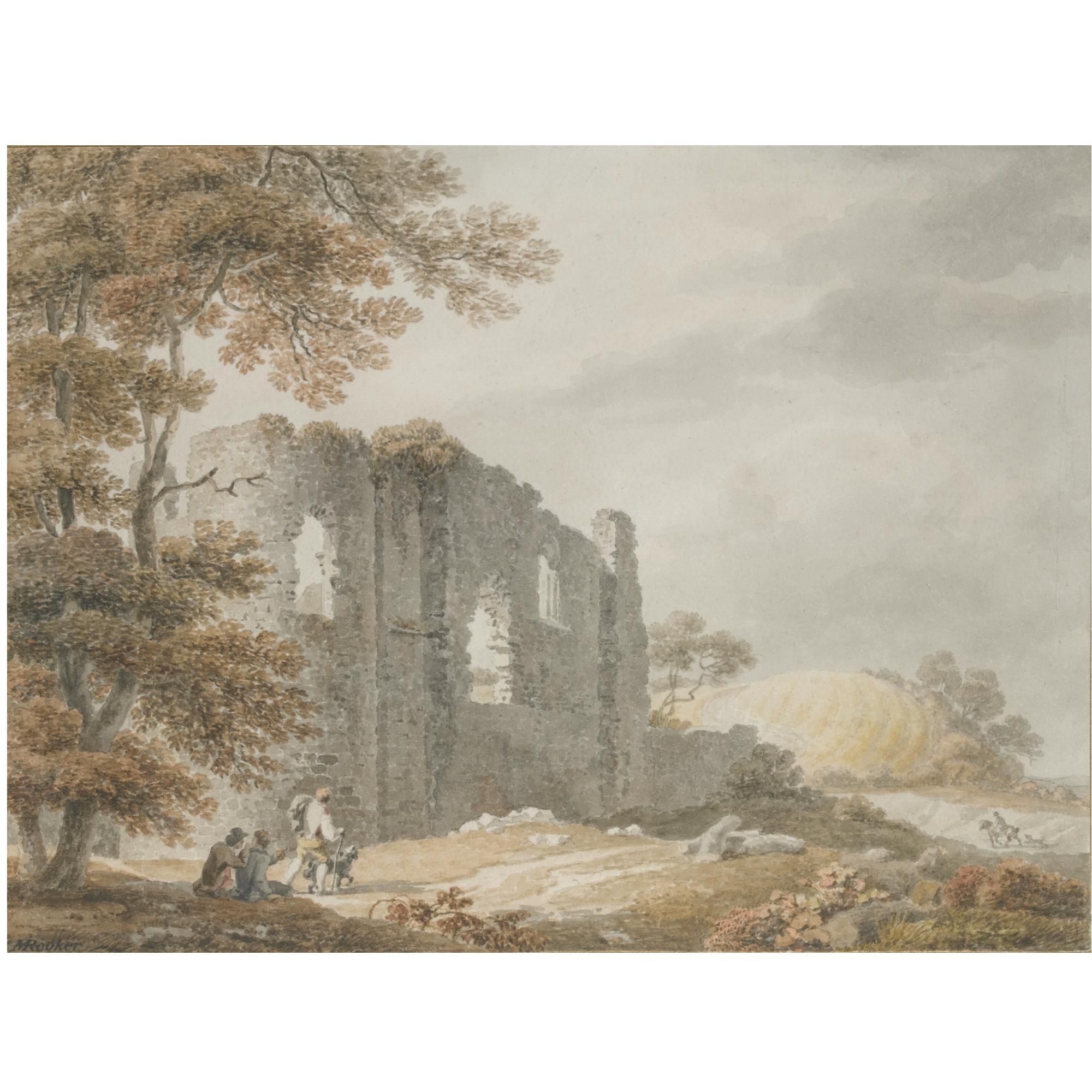 Michael Angelo Rooker | Travellers by a ruined castle | MutualArt