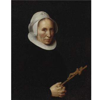 Portrait of a lady holding a crucifix - Willem van der Vliet