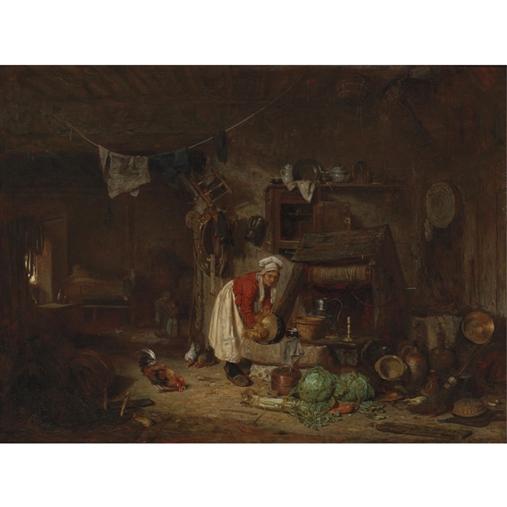 Intérior de ferme dans le Berry by Jules Dupré