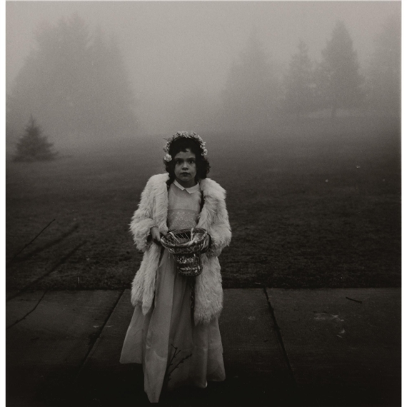 a flower girl at a wedding, connecticut by Diane Arbus
