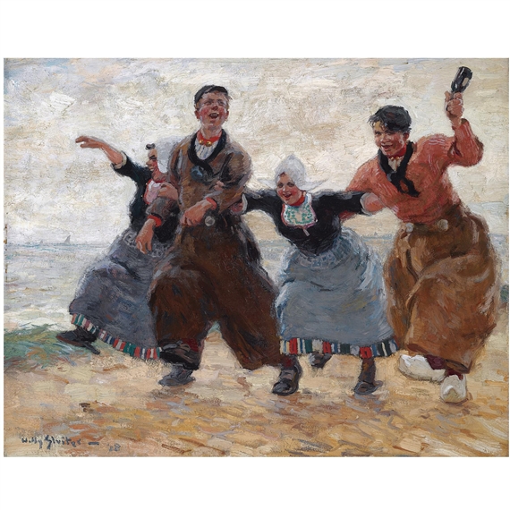 volendam, kermisgangers (at the fair of Volendam) by Willy Sluiter