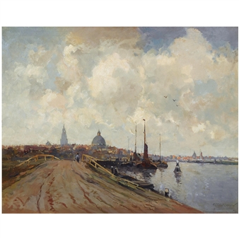 a view of amsterdam - Gerardus Johannes Delfgaauw